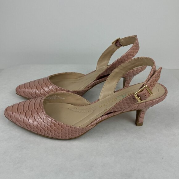 Andrew Geller Neveah Womens Coral Slingback Kitten Heels Pointed Toe Size 7M - Picture 3 of 11